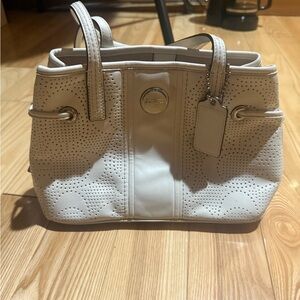 Coach Beige Perforated Shoulder Bag